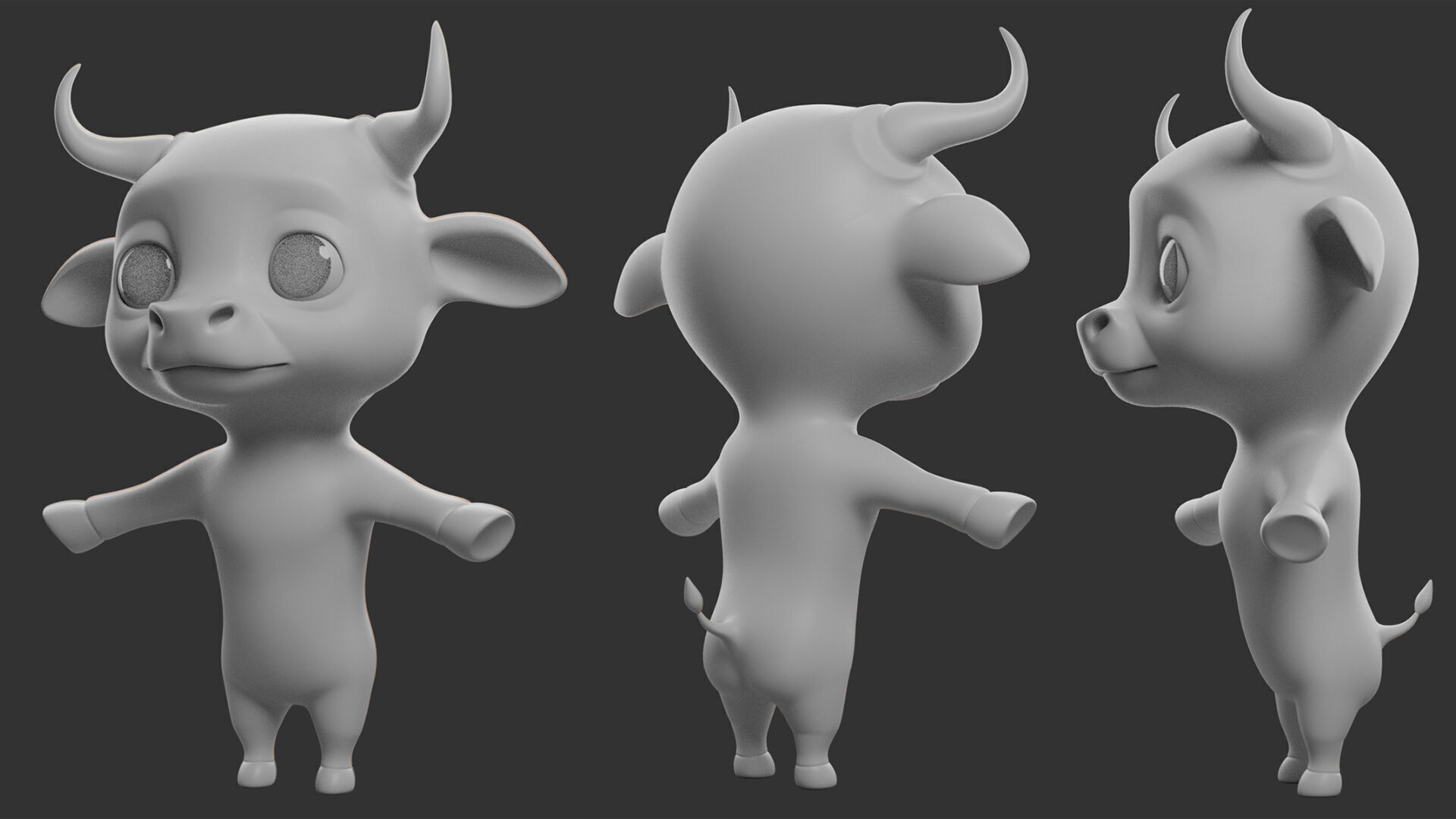 Cow II Cattle Cartoon Low-poly 3D model_5