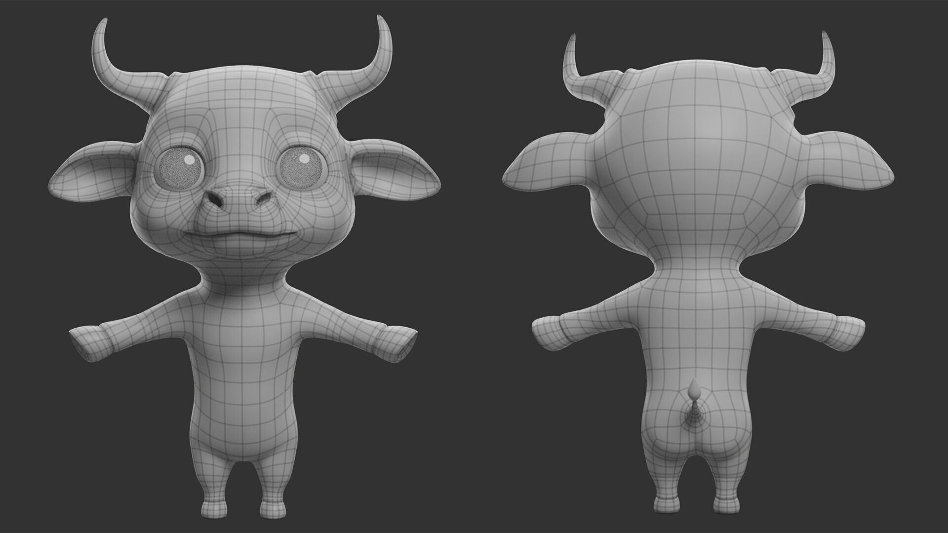 Cow II Cattle Cartoon Low-poly 3D model_3