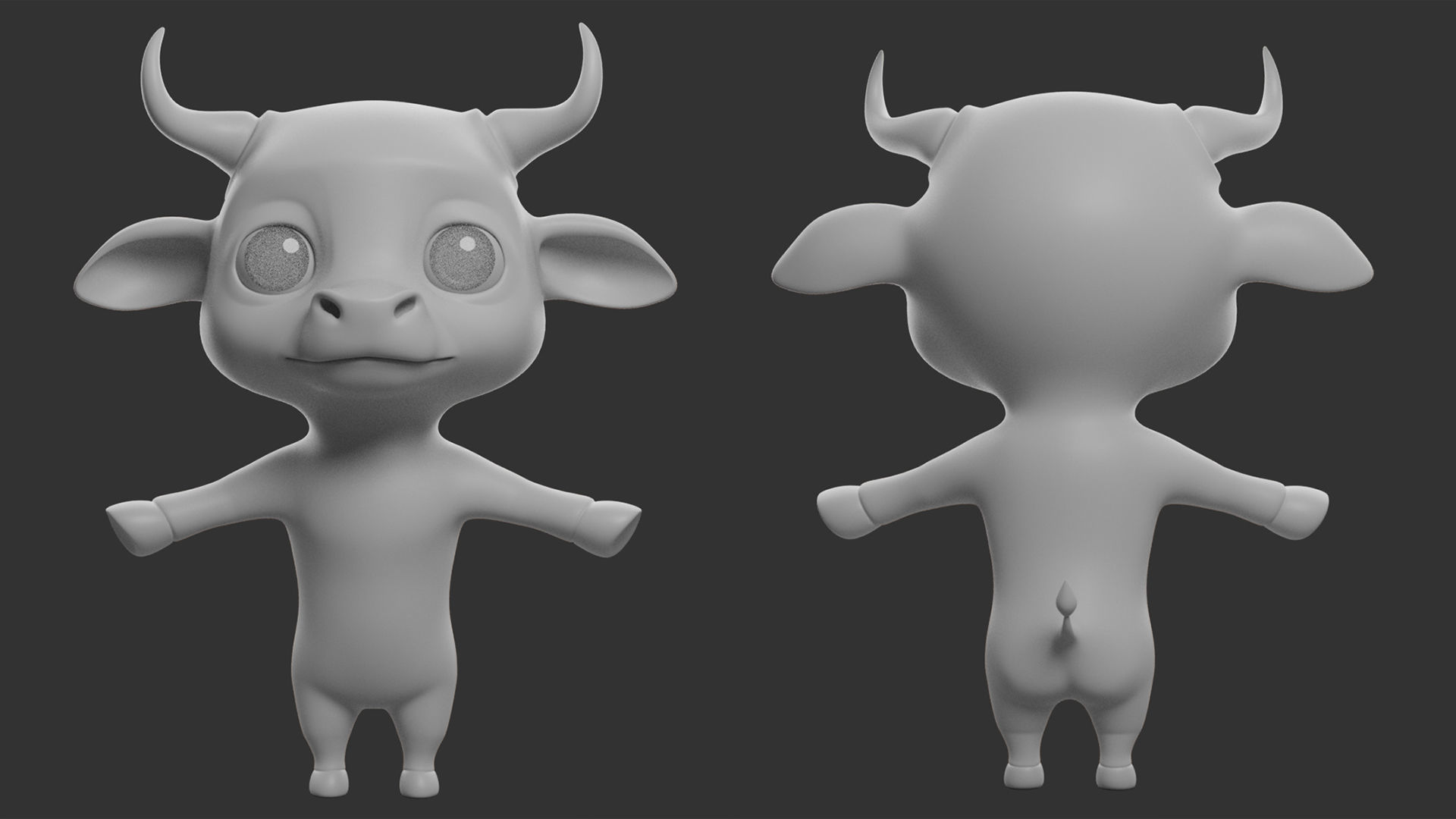 Cow II Cattle Cartoon Low-poly 3D model_2