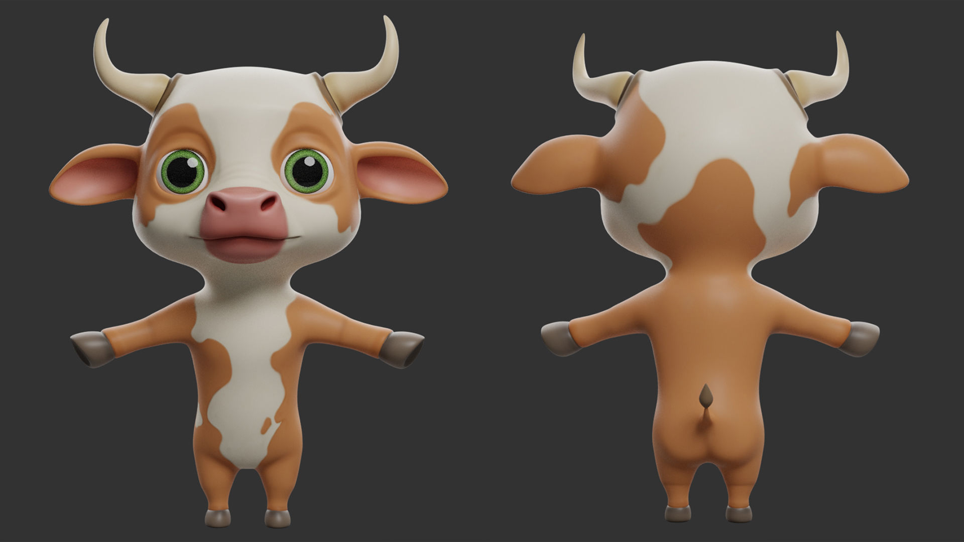 Cow II Cattle Cartoon Low-poly 3D model_1