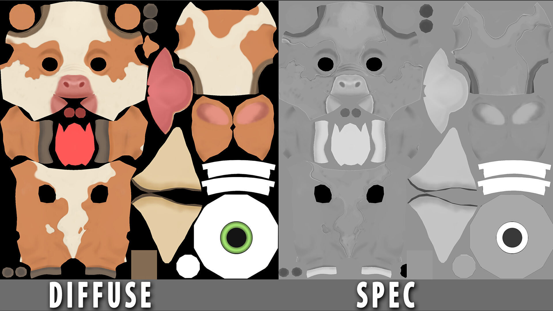 Cow II Cattle Cartoon Low-poly 3D model_8