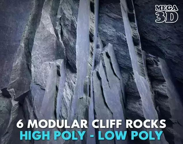6 Modular Sharp Cliffs - 250712 Low-poly 3D model