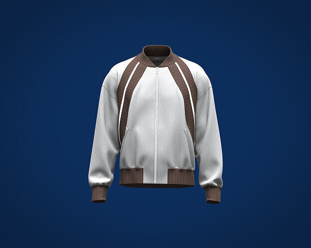 Mens bomber collar jacket with rib and detailing 3D model