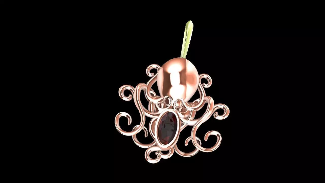 Octopus pendant Rhino 3d 3D print model_0