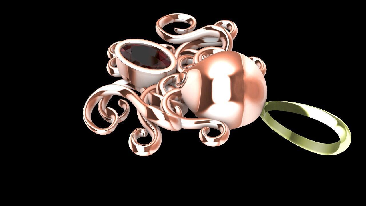 Octopus pendant Rhino 3d 3D print model_4