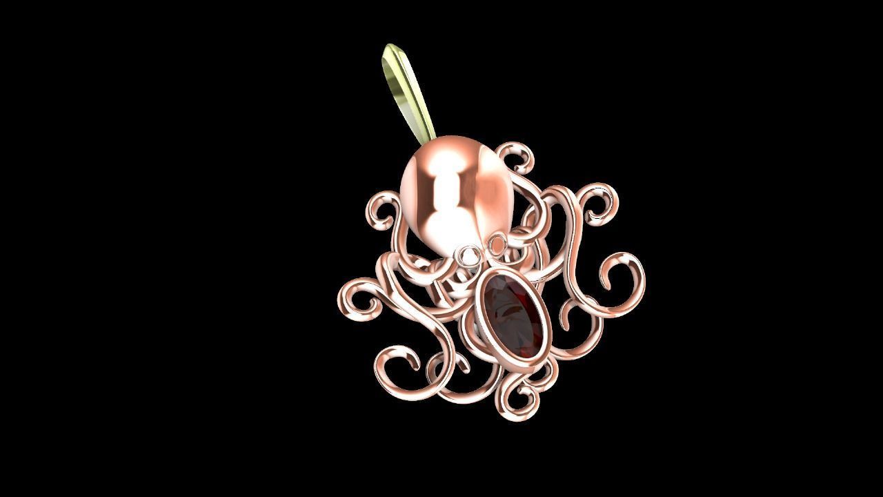 Octopus pendant Rhino 3d 3D print model_3