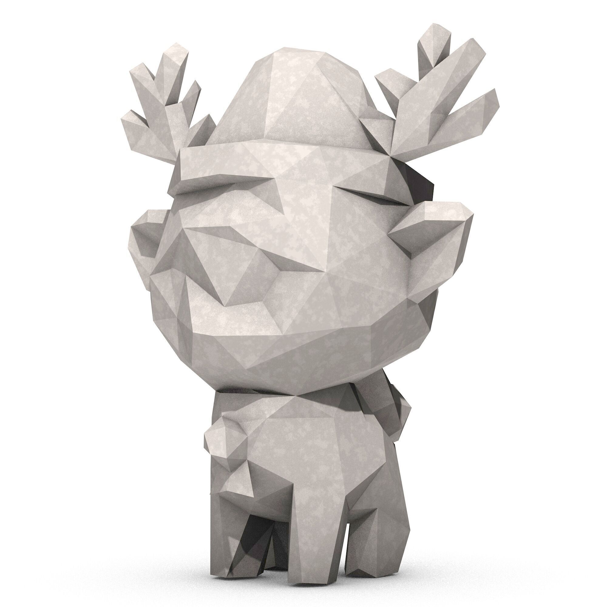 Cartoon Christmas Reindeer Low Poly 3D print model_2