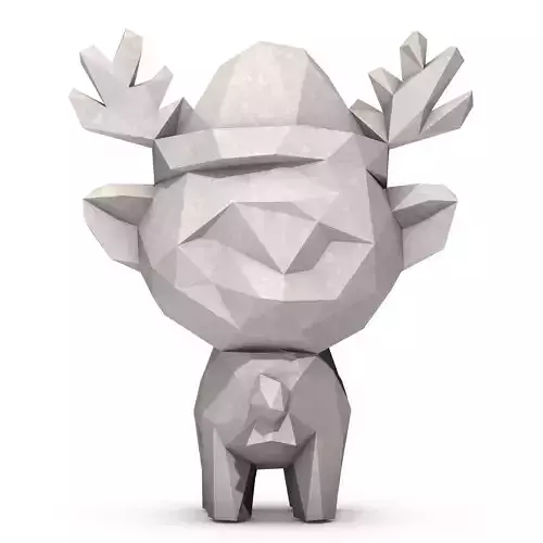Cartoon Christmas Reindeer Low Poly 3D print model