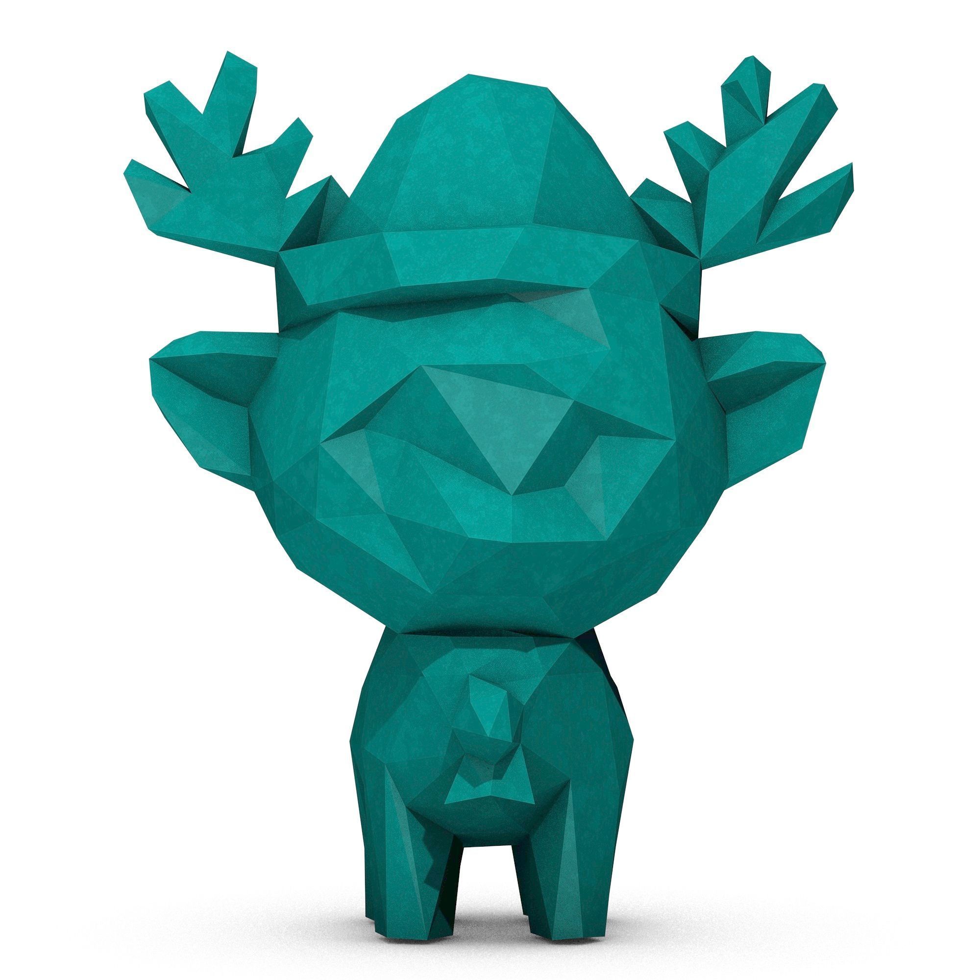 Cartoon Christmas Reindeer Low Poly 3D print model_1