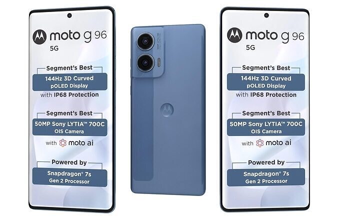 Motorola Moto G96 PANTONE Ashleigh Blue Low-poly 3D model