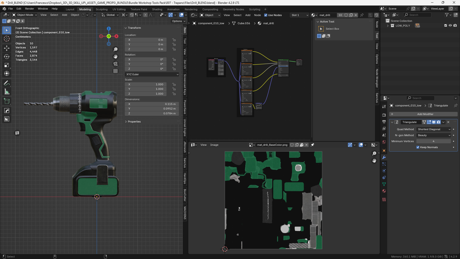 Cordless Drill 3D Model - Game Ready Low-poly 3D model_4