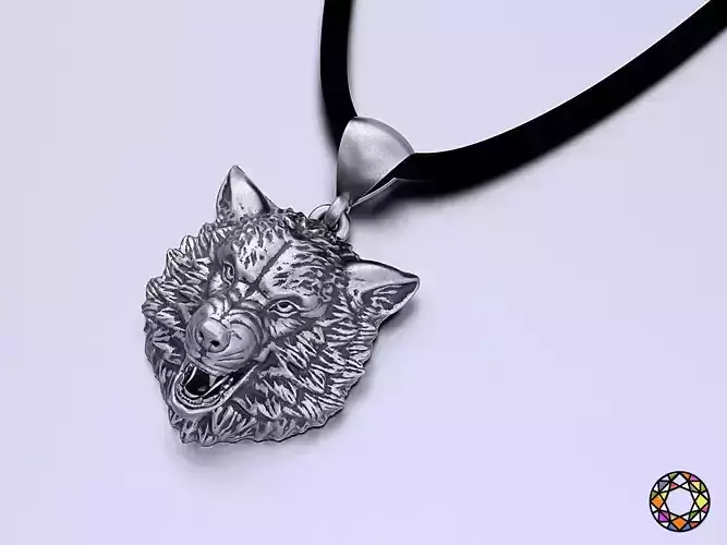 Pendant wolf head 0190