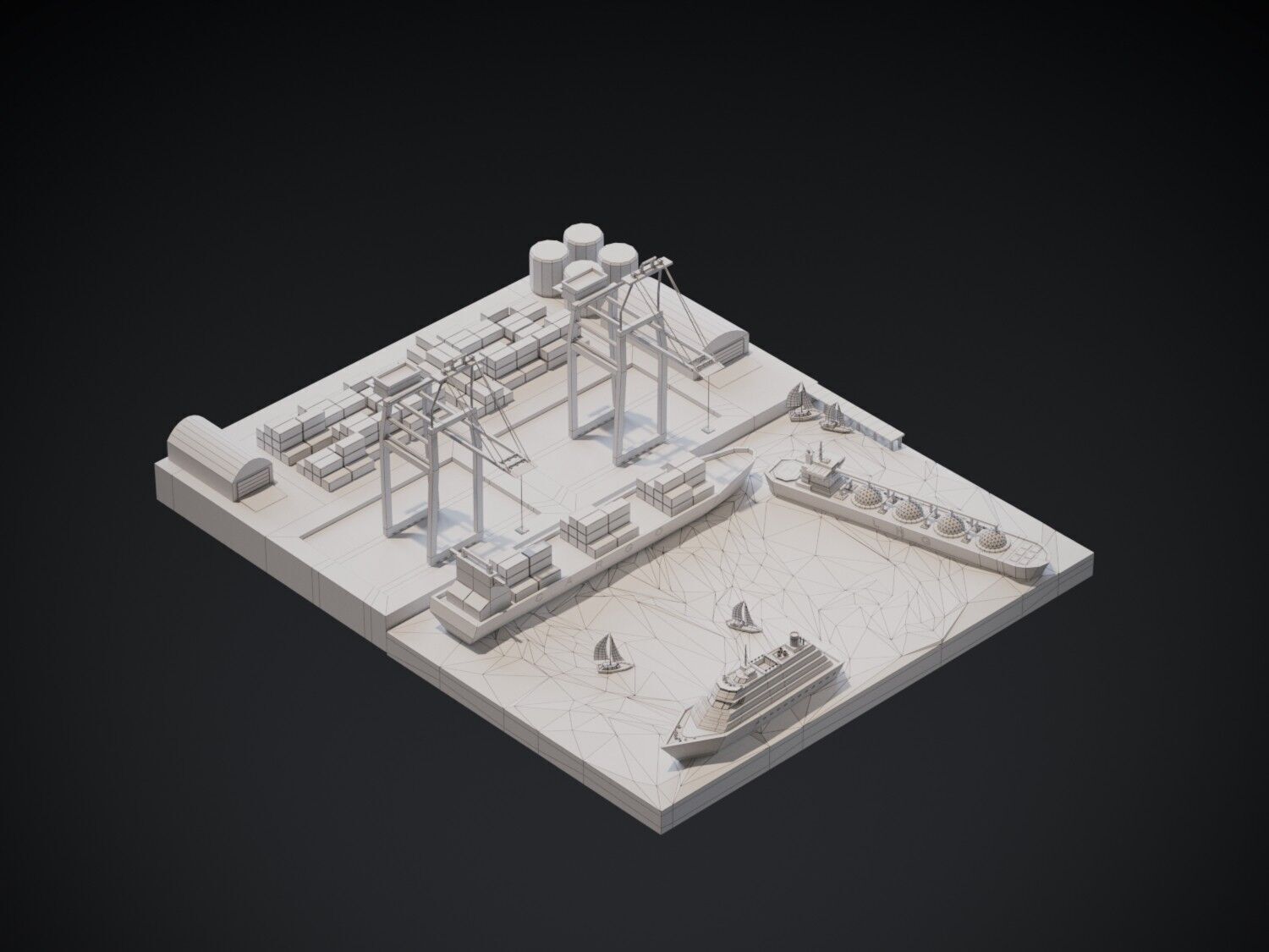 Port 3d model Low-poly 3D model_1