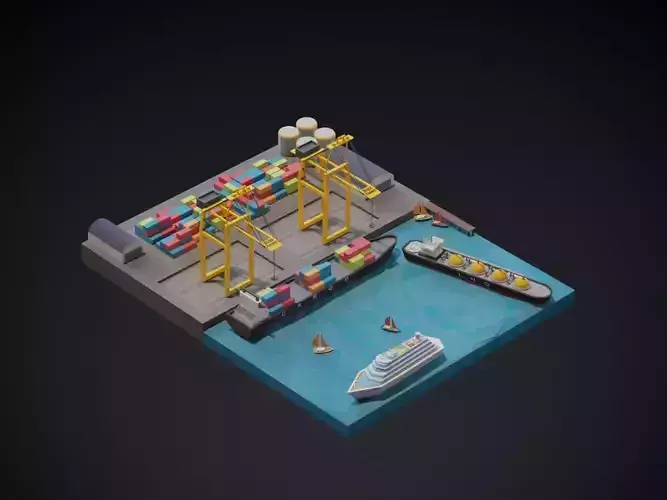 Port 3d model Low-poly 3D model