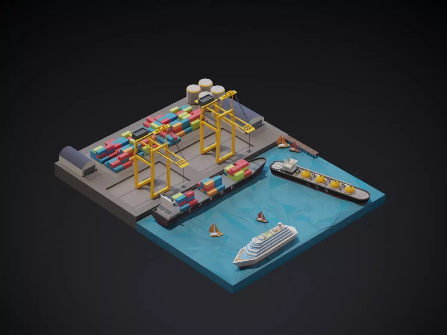 Port 3d model Low-poly 3D model_0