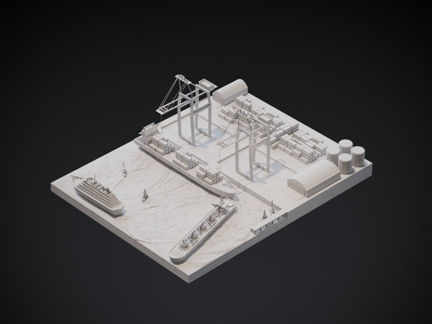 Port 3d model Low-poly 3D model_7