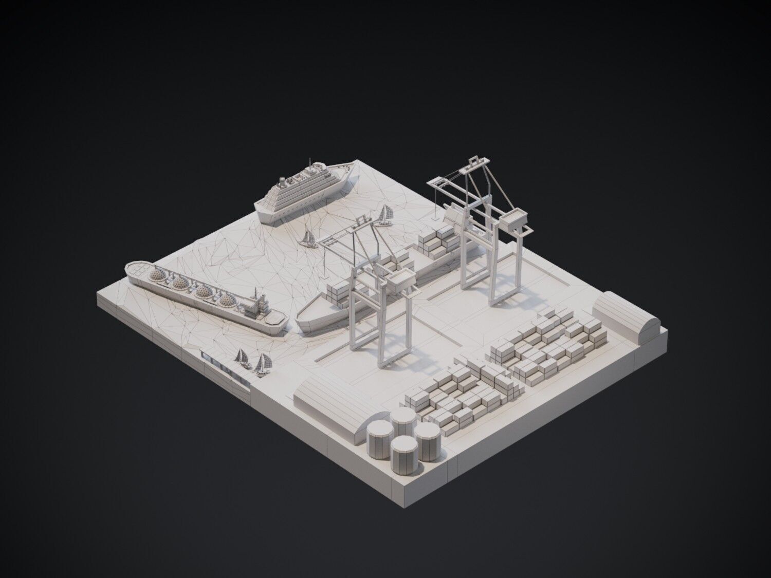 Port 3d model Low-poly 3D model_5