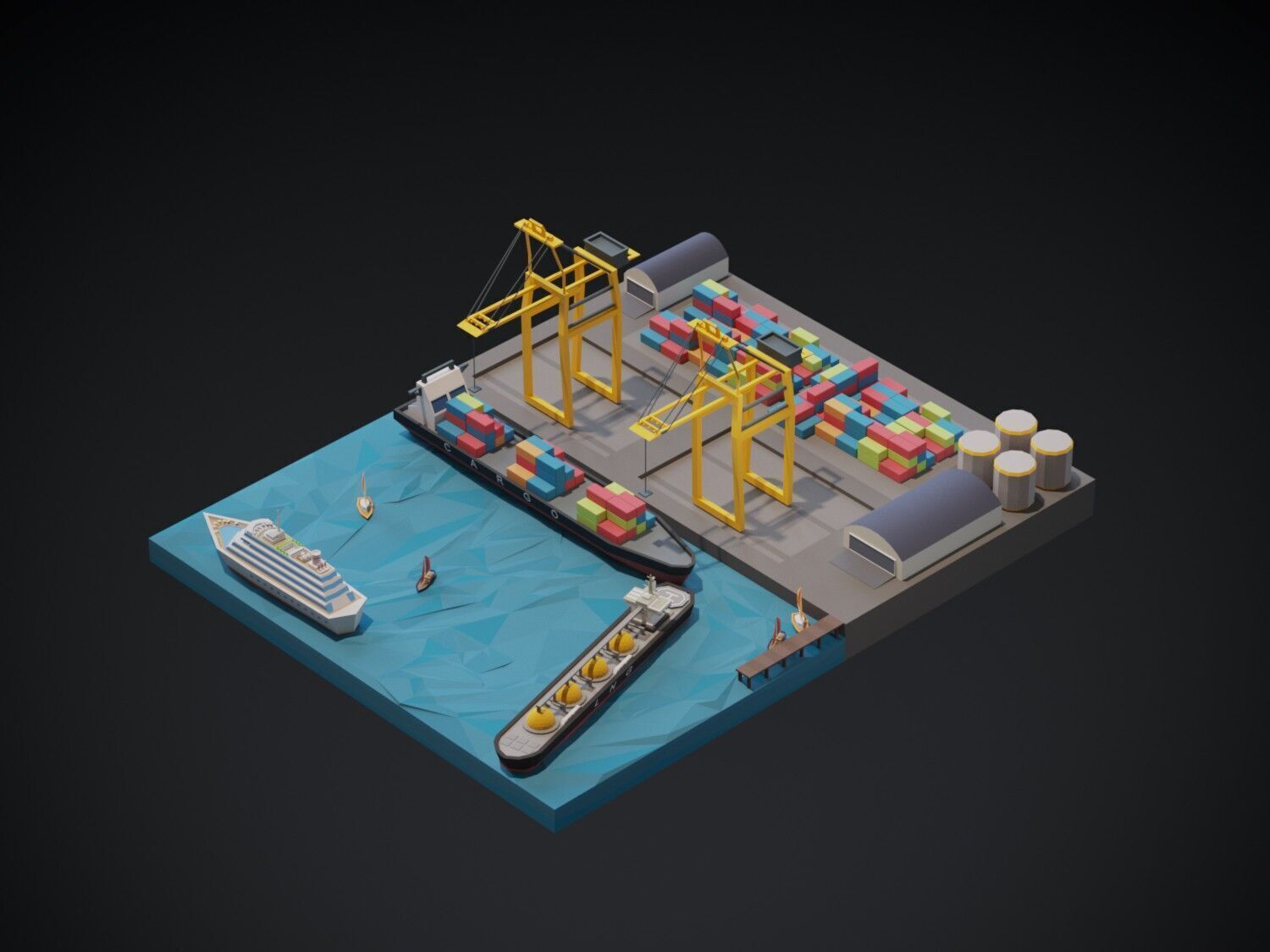 Port 3d model Low-poly 3D model_6