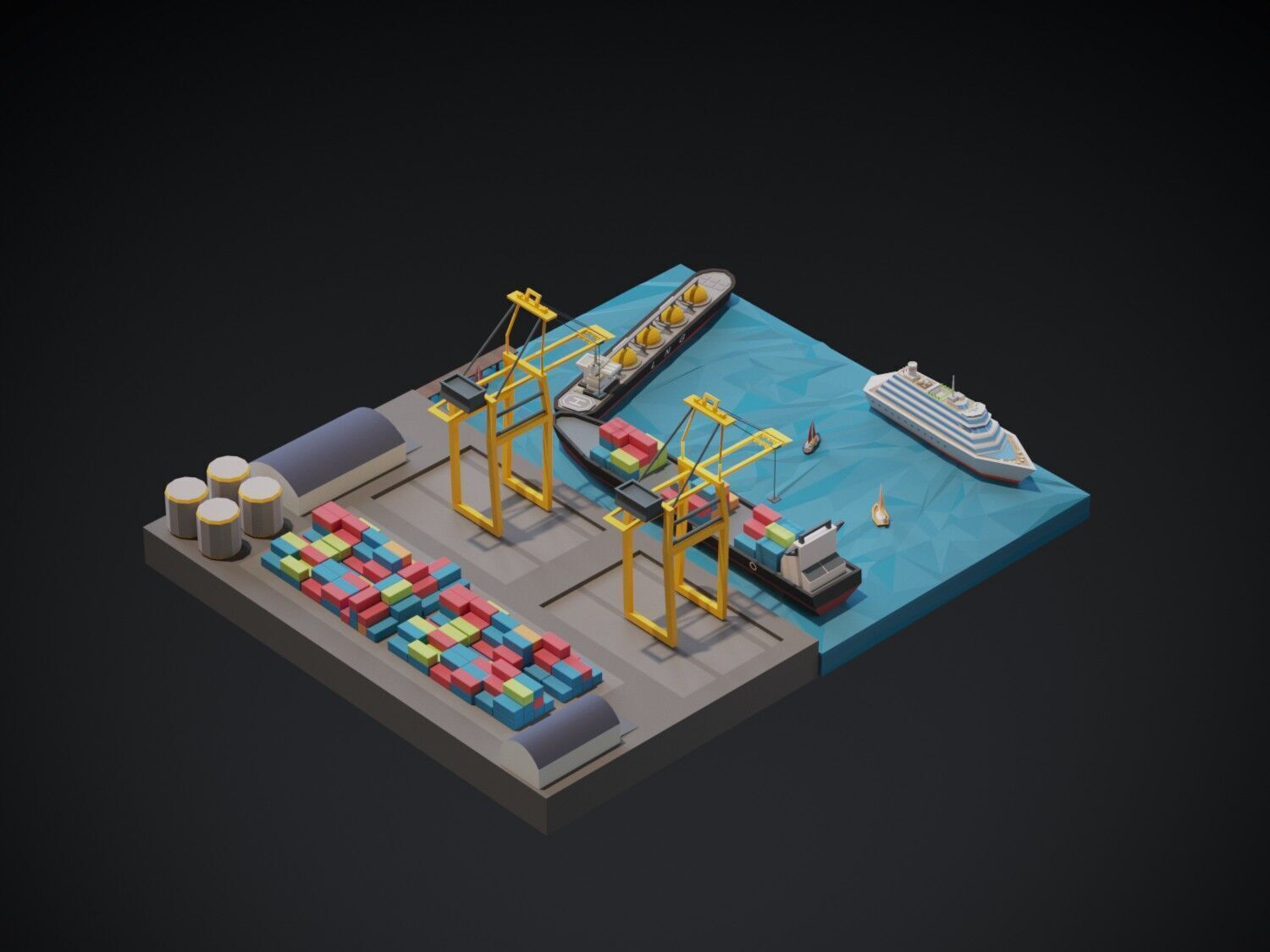 Port 3d model Low-poly 3D model_2