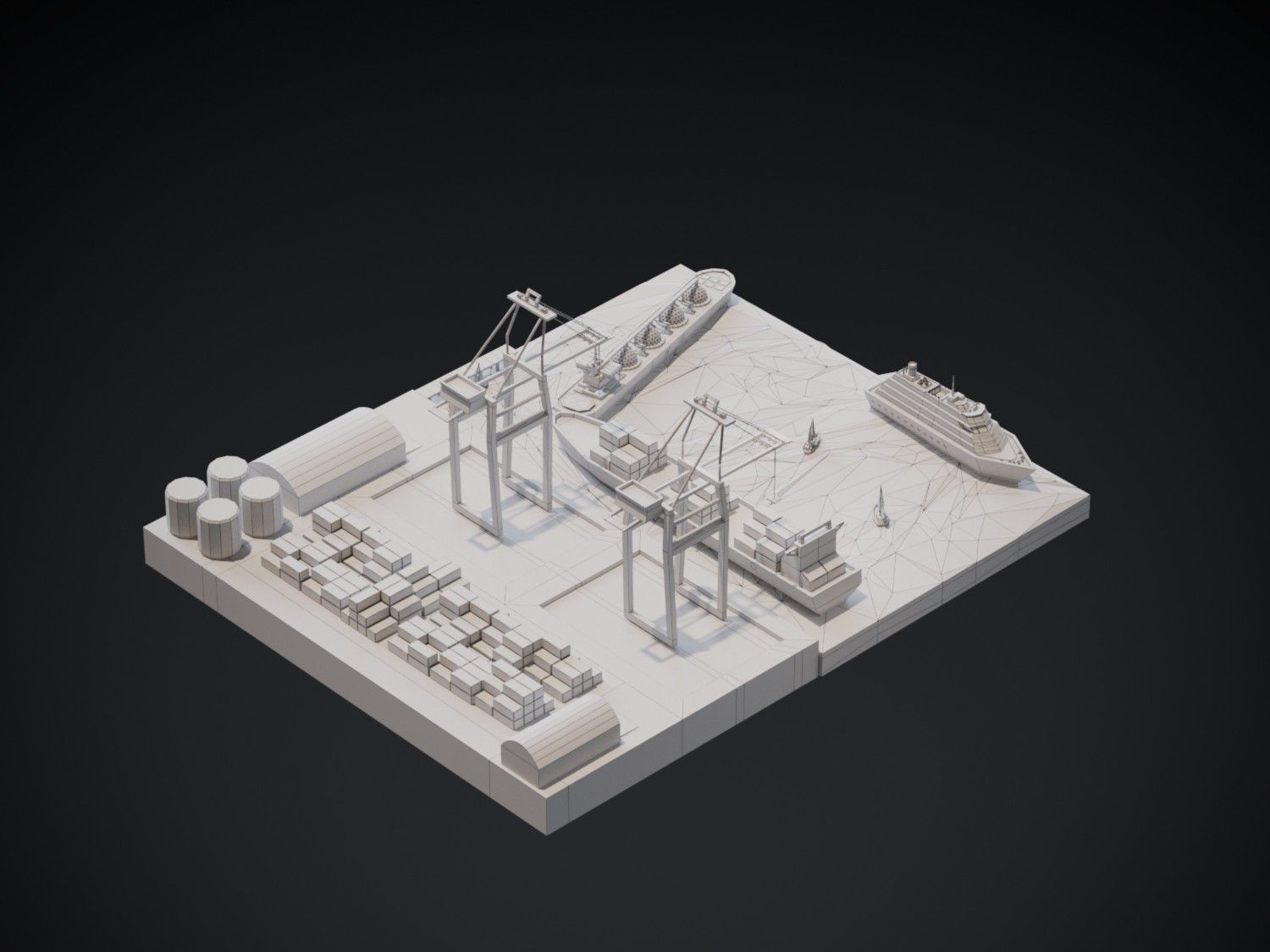 Port 3d model Low-poly 3D model_3