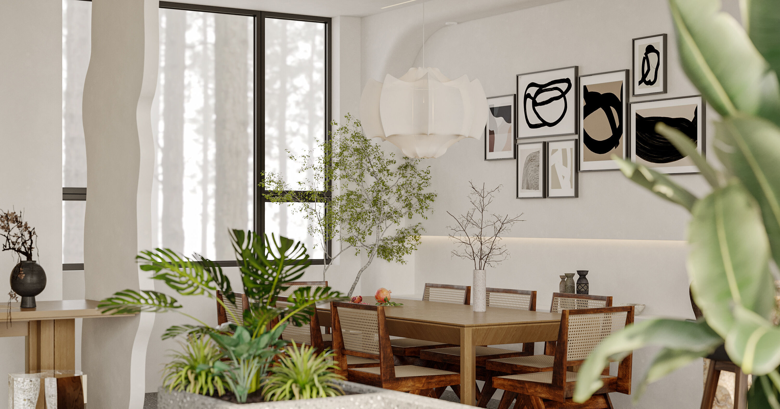 living room and dining room 3D model_2