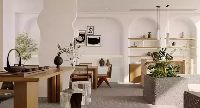 living room and dining room