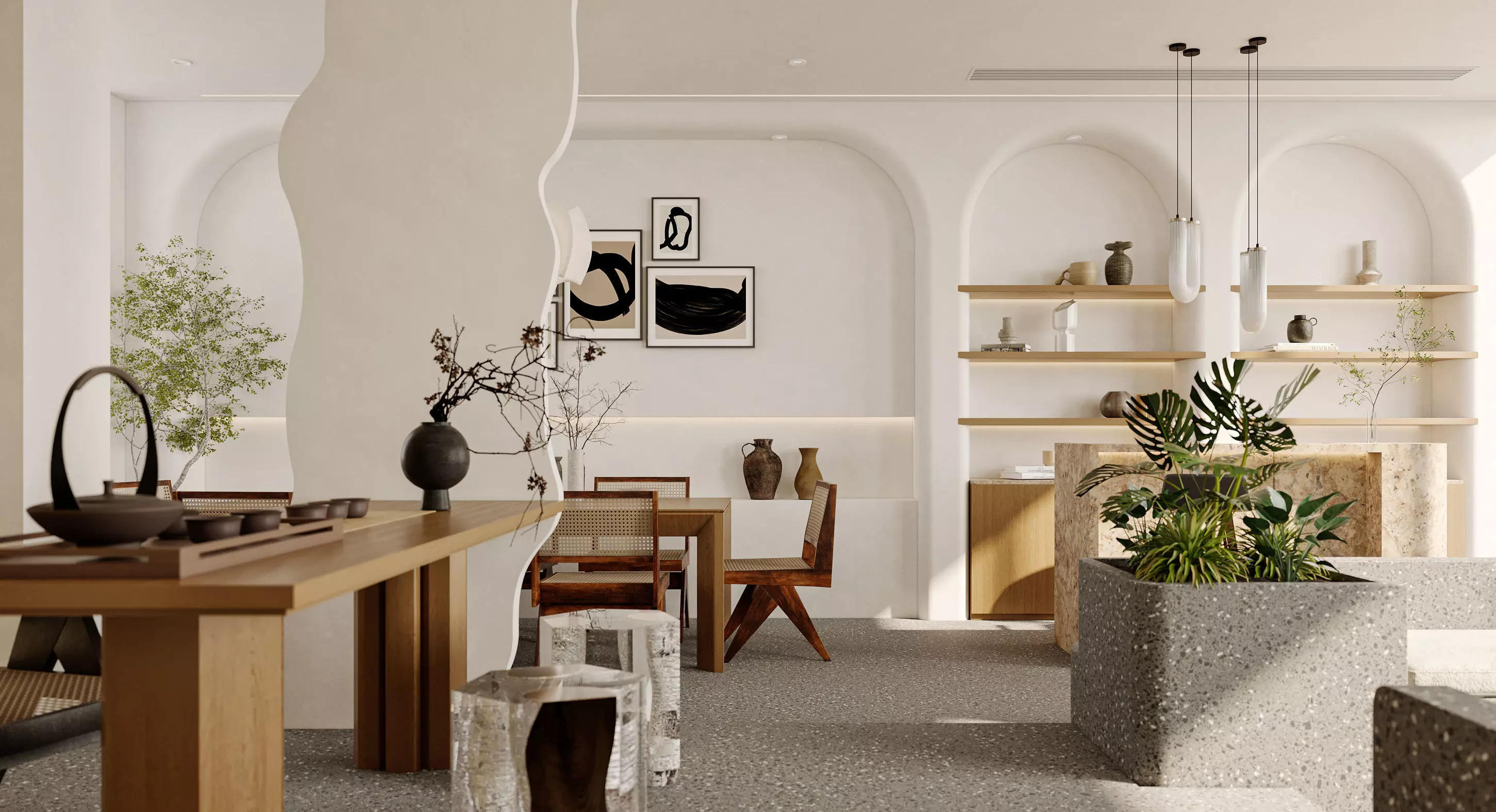 living room and dining room 3D model_0