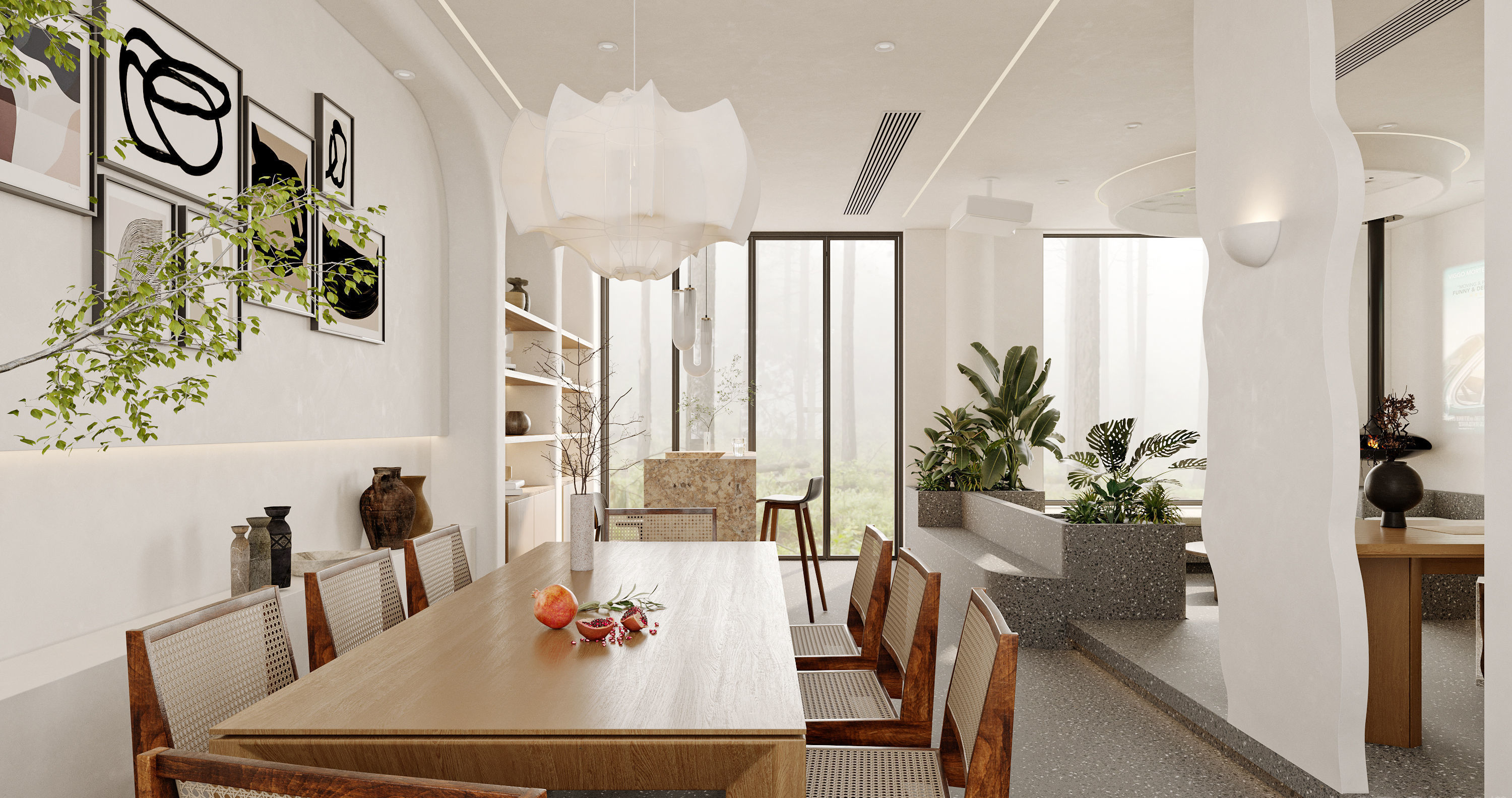 living room and dining room 3D model_4