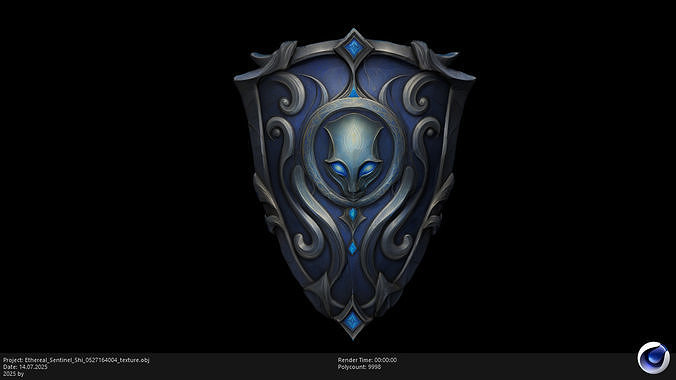 Low Poly Stylized Ethereal Sentinel Shield Low-poly 3D model