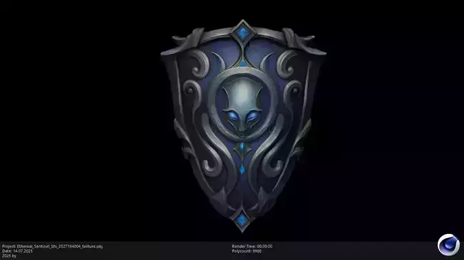Low Poly Stylized Ethereal Sentinel Shield