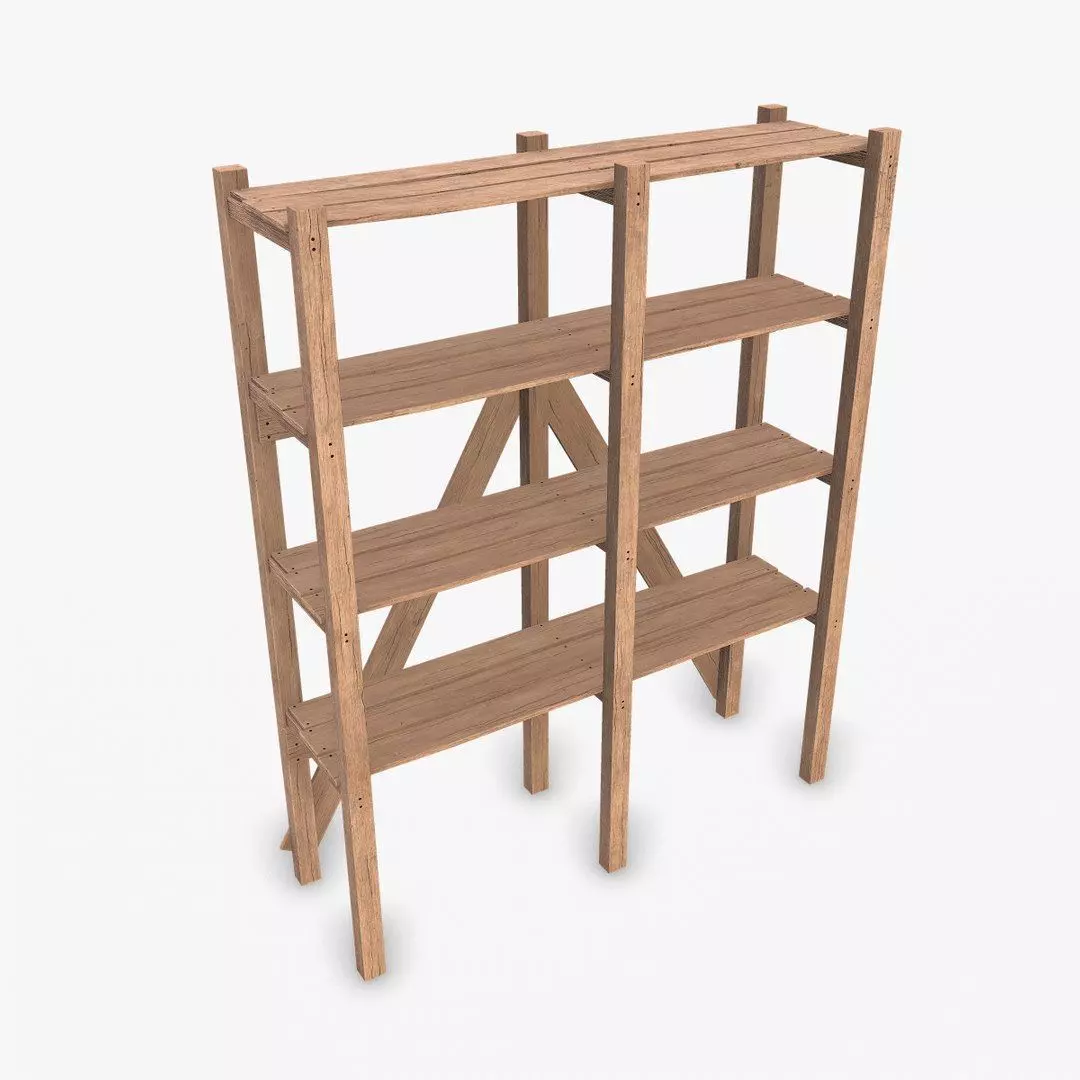 Old Wooden storage 3D model_0