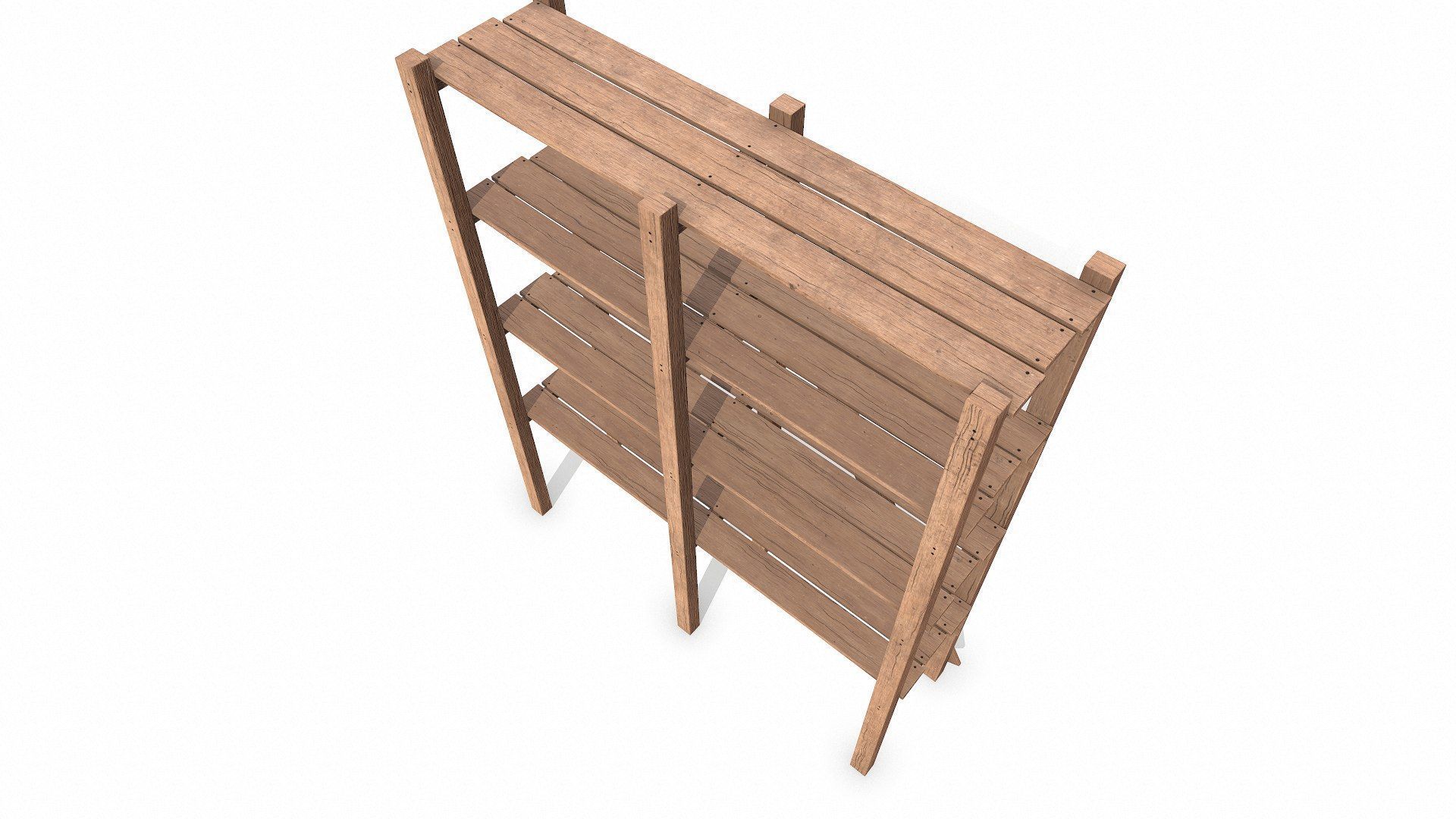 Old Wooden storage 3D model_3