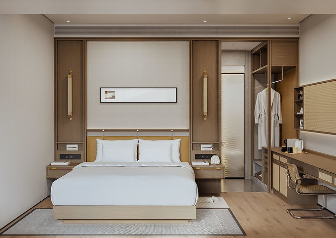 hotel bedroom interior  26 3D model