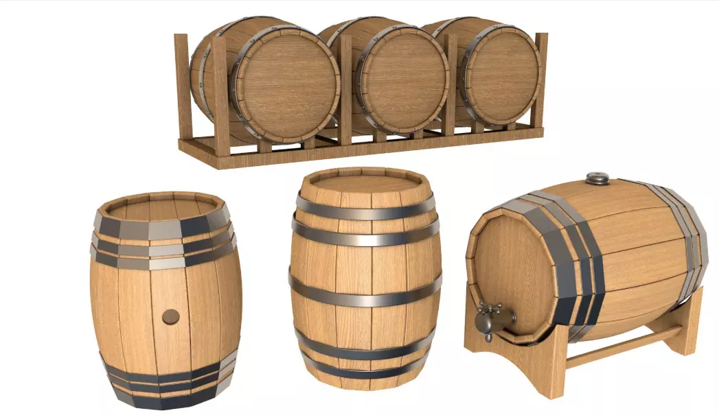Wooden Barrel collection 3D model