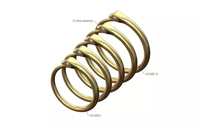 Diamond eyes minimalist eternity serpent US sizes 6to10 3D print model