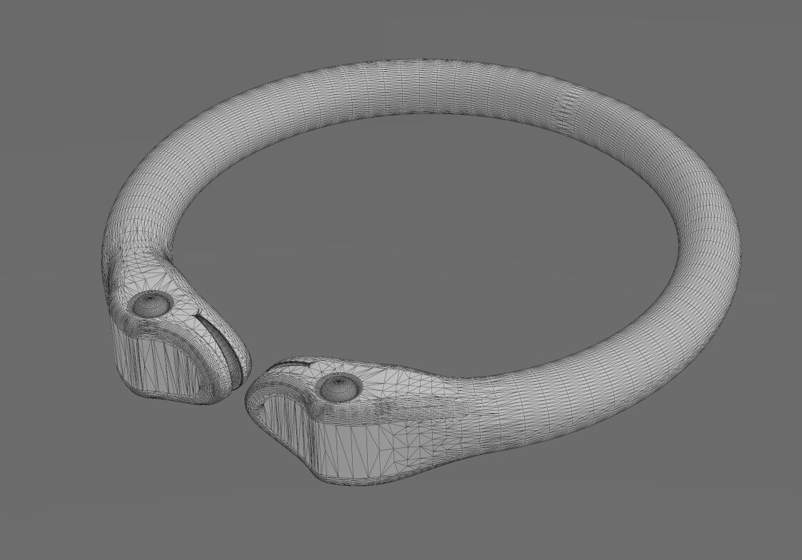 Double serpent head carving cuff bracelet bangle 3D print model_15