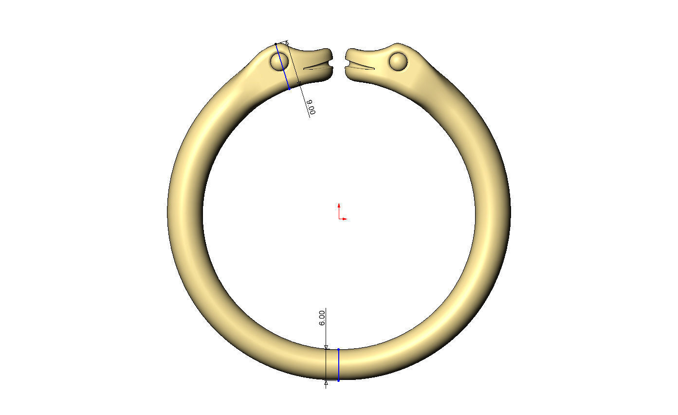 Double serpent head carving cuff bracelet bangle 3D print model_8