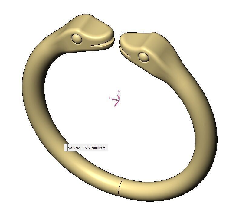 Double serpent head carving cuff bracelet bangle 3D print model_16