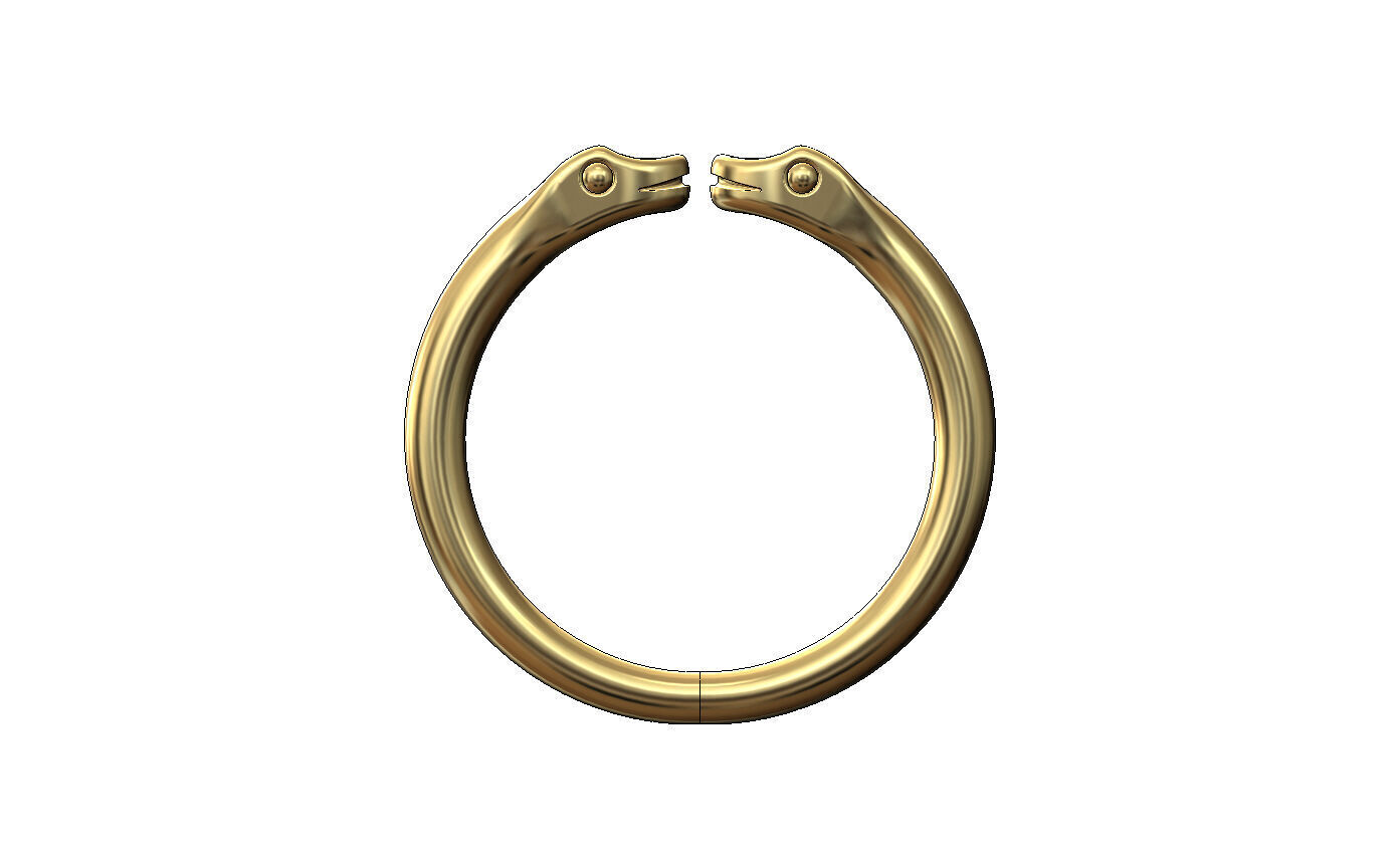 Double serpent head carving cuff bracelet bangle 3D print model_1