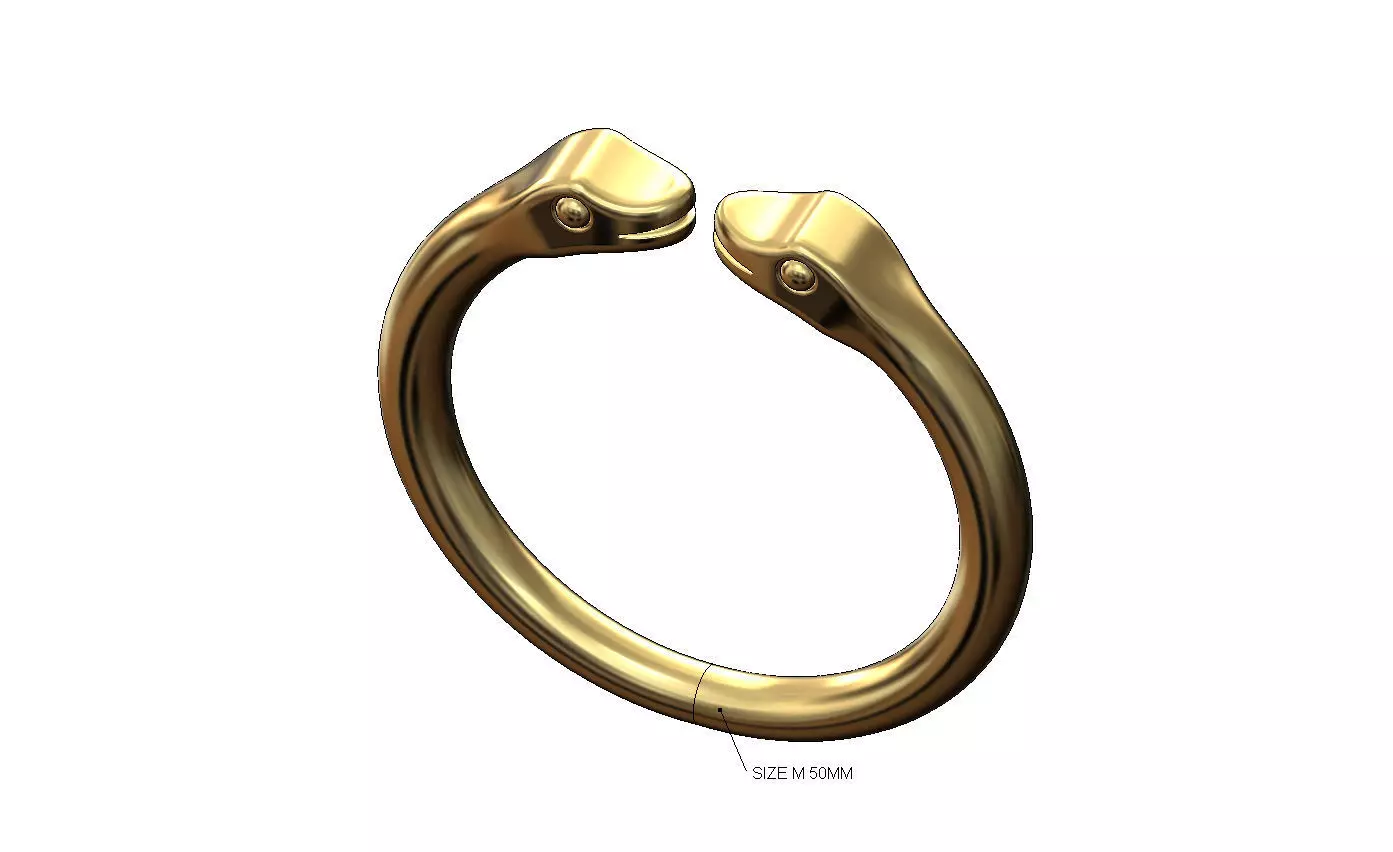 Double serpent head carving cuff bracelet bangle 3D print model_0