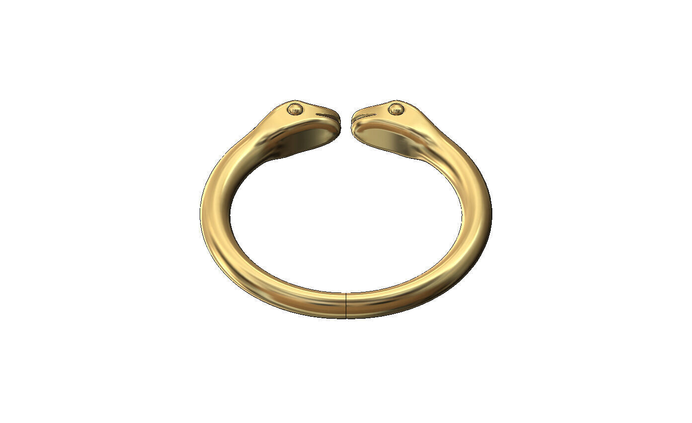 Double serpent head carving cuff bracelet bangle 3D print model_2