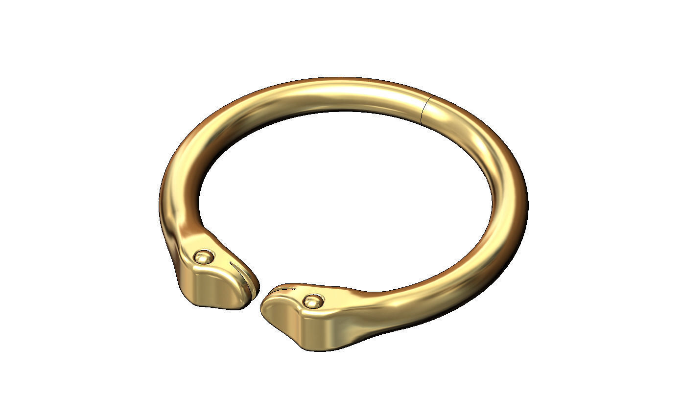 Double serpent head carving cuff bracelet bangle 3D print model_5