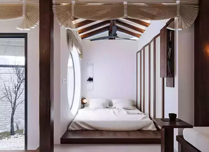 hotel bedroom interior  