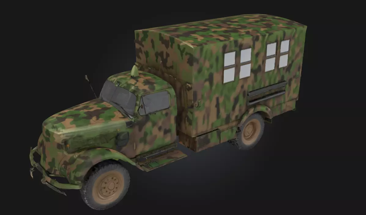 Camouflage Transporter Concealed Military Vehicle Model 3D model