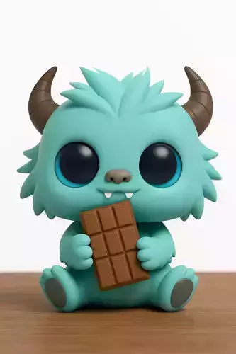 Kawaii Disney Monster Eating Chocolate 3D print model