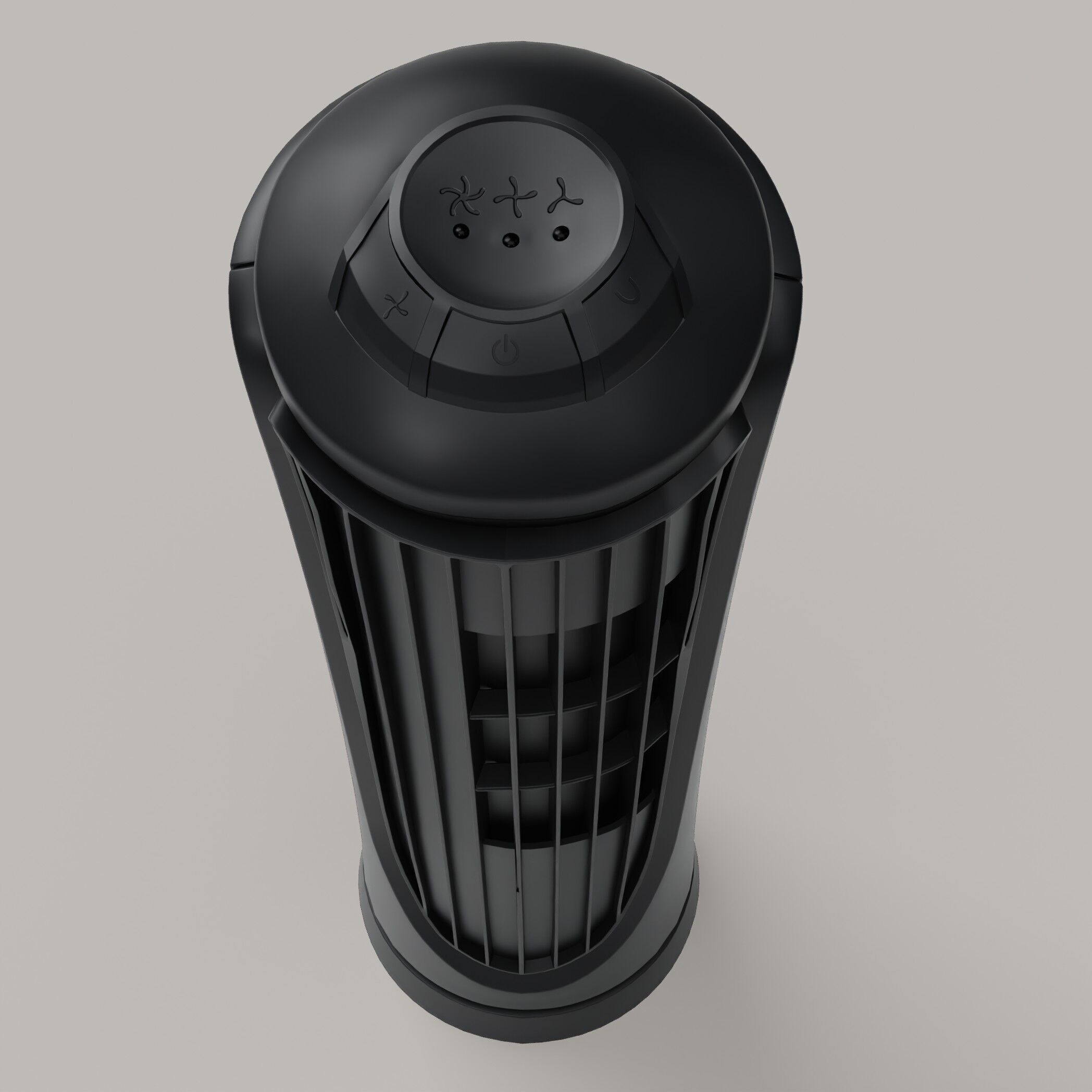 Matte Oscillating TowerFan black Low-poly 3D model_1