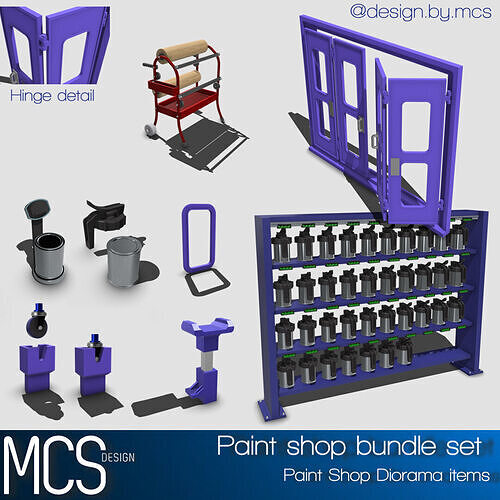 Paint Shop Diorama bundle pack 3D print model