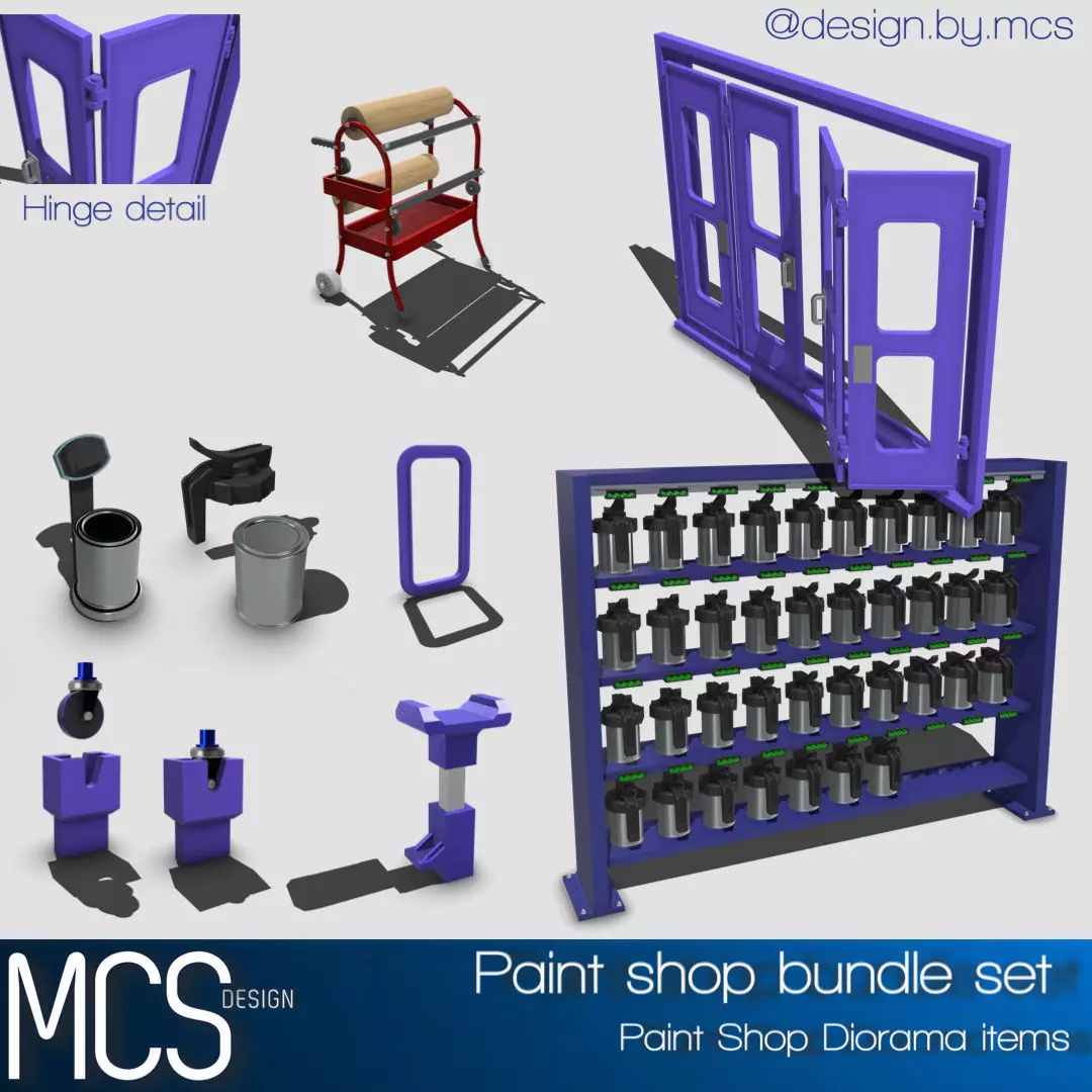 Paint Shop Diorama bundle pack 3D print model_0