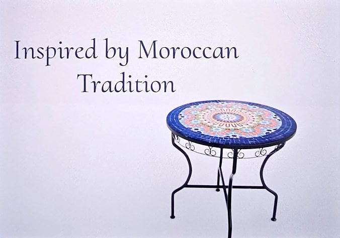 Moroccan Mosaic Round Table Outdoor and Indoor Metal Frame Decor 3D model