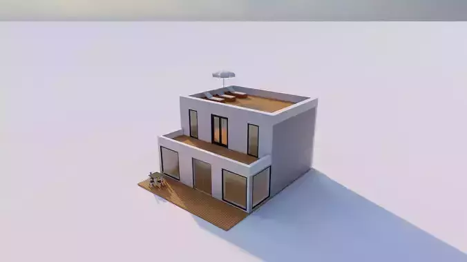 Modern Minimalist Small House with Rooftop Terrace